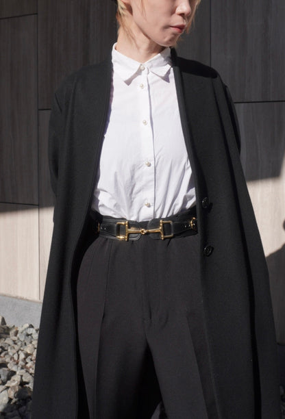 CELINE Horse Bit Belt Black Vintage 3xm745
