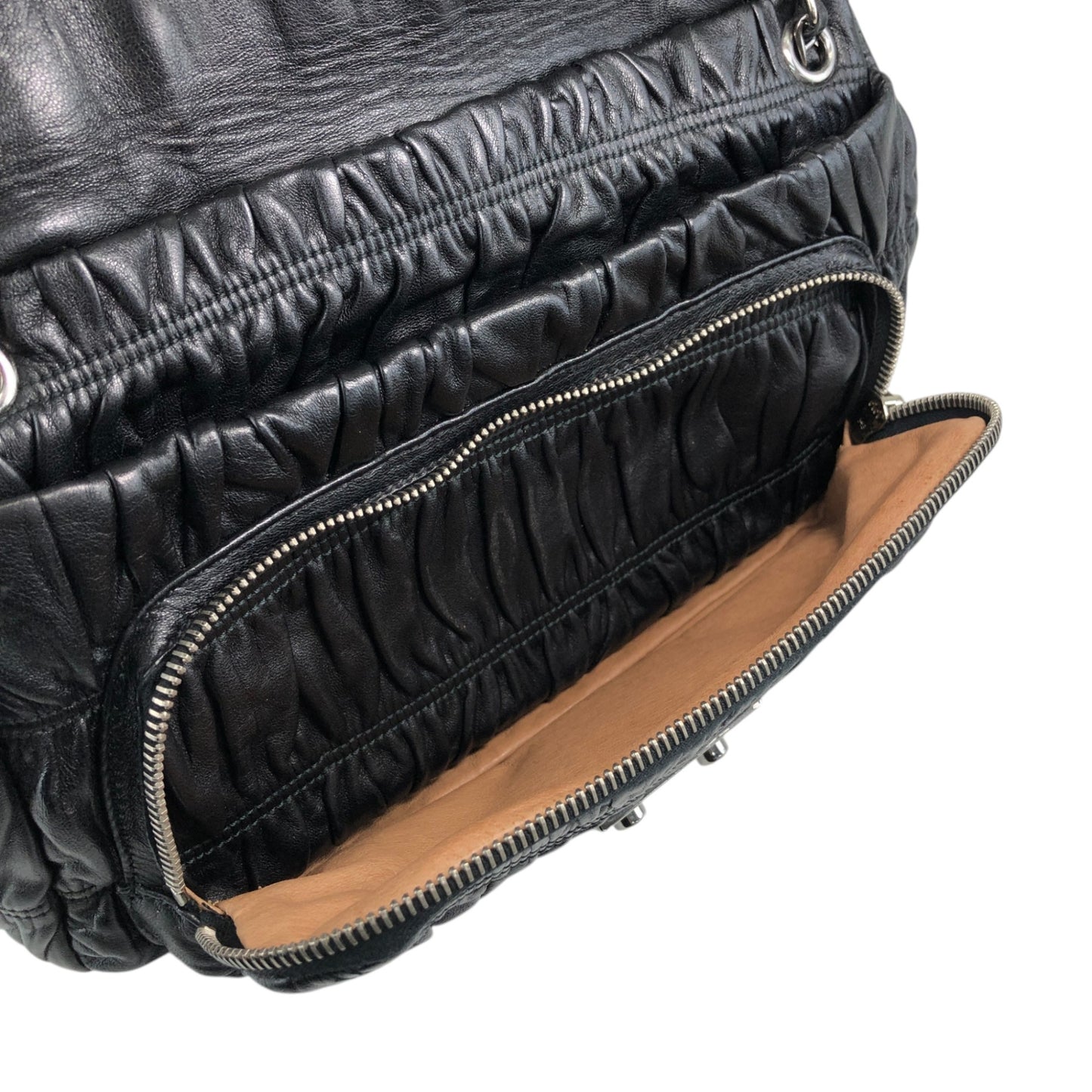 PRADA Logo Lock Chain Shoulder bag Black Vintage v87v8v