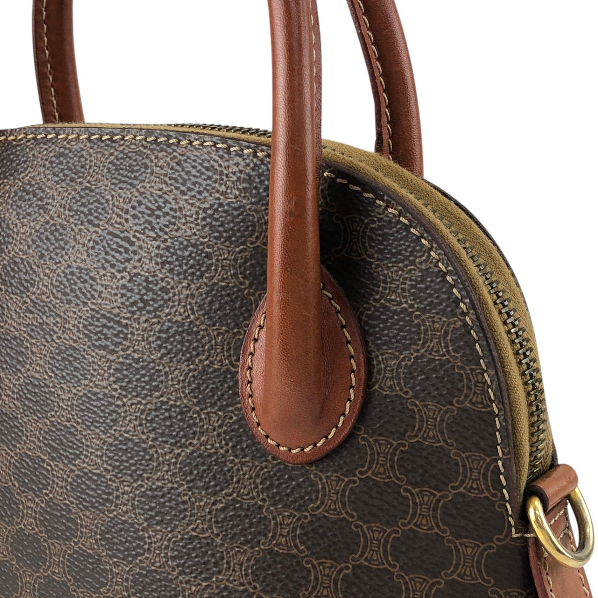 CELINE Macadam Two-way Handbag Shoulder bag Brown Vintage cwamvm