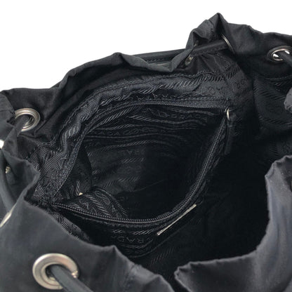 PRADA Tessuto Triangle Logo Double Pocket Backpack Black Vintage xgxrpz