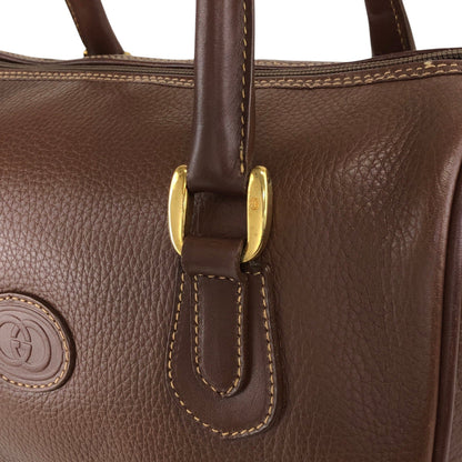 GUCCI Logo Embossed Small Boston bag Handbag Brown Vintage tpnfiv