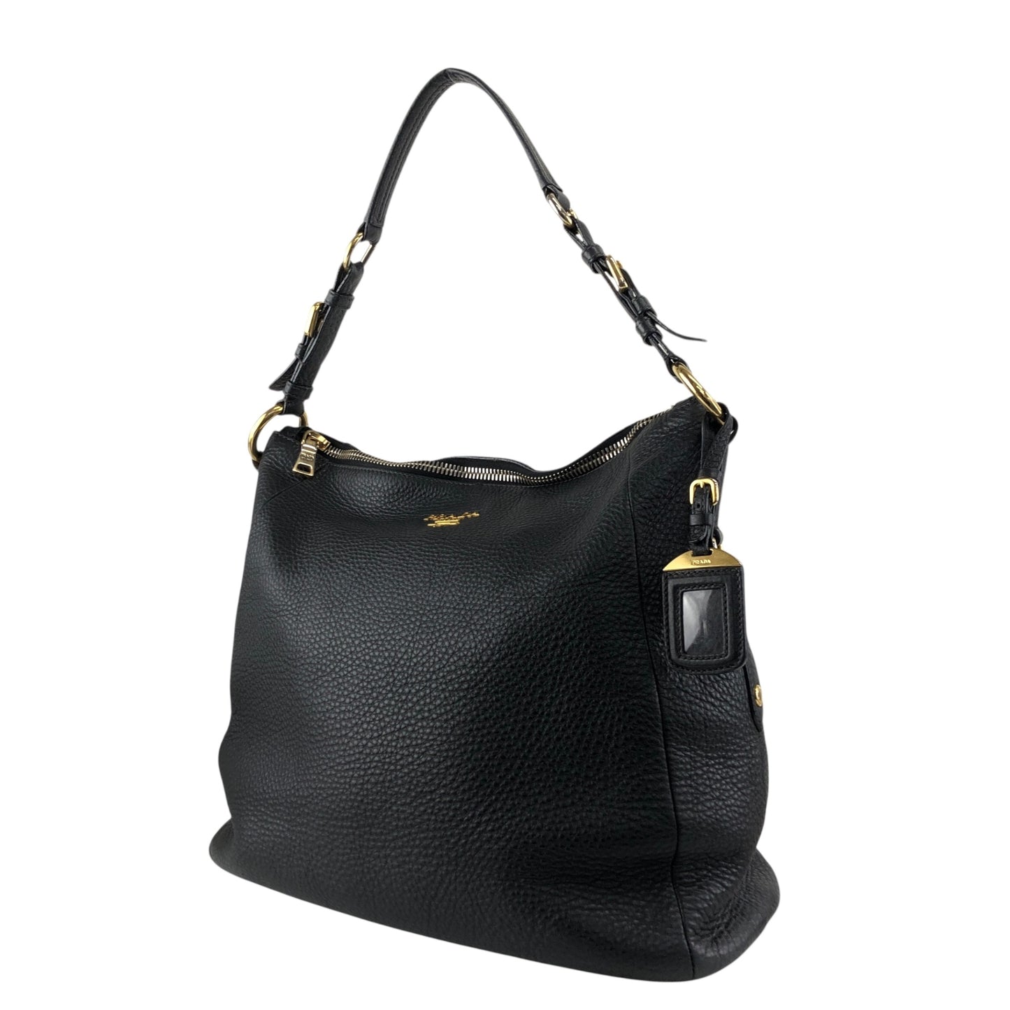 PRADA Logo Shoulder bag Black Vintage mxb7r6