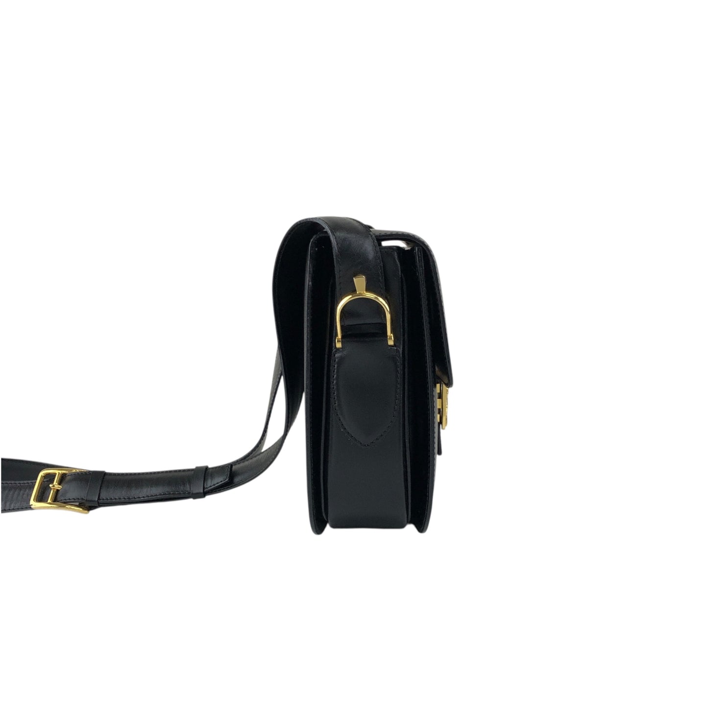 CELINE Horse Carriage Crossbody Shoulder bag Black Vintage 4mrnet