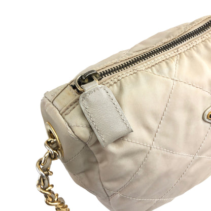 PRADA Triangle Logo  Nylon Chain Shoulder bag Beige Vintage eyiyyt