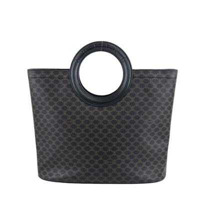 CELINE Macadam Round Handle Handbag Black Vintage dx7xai