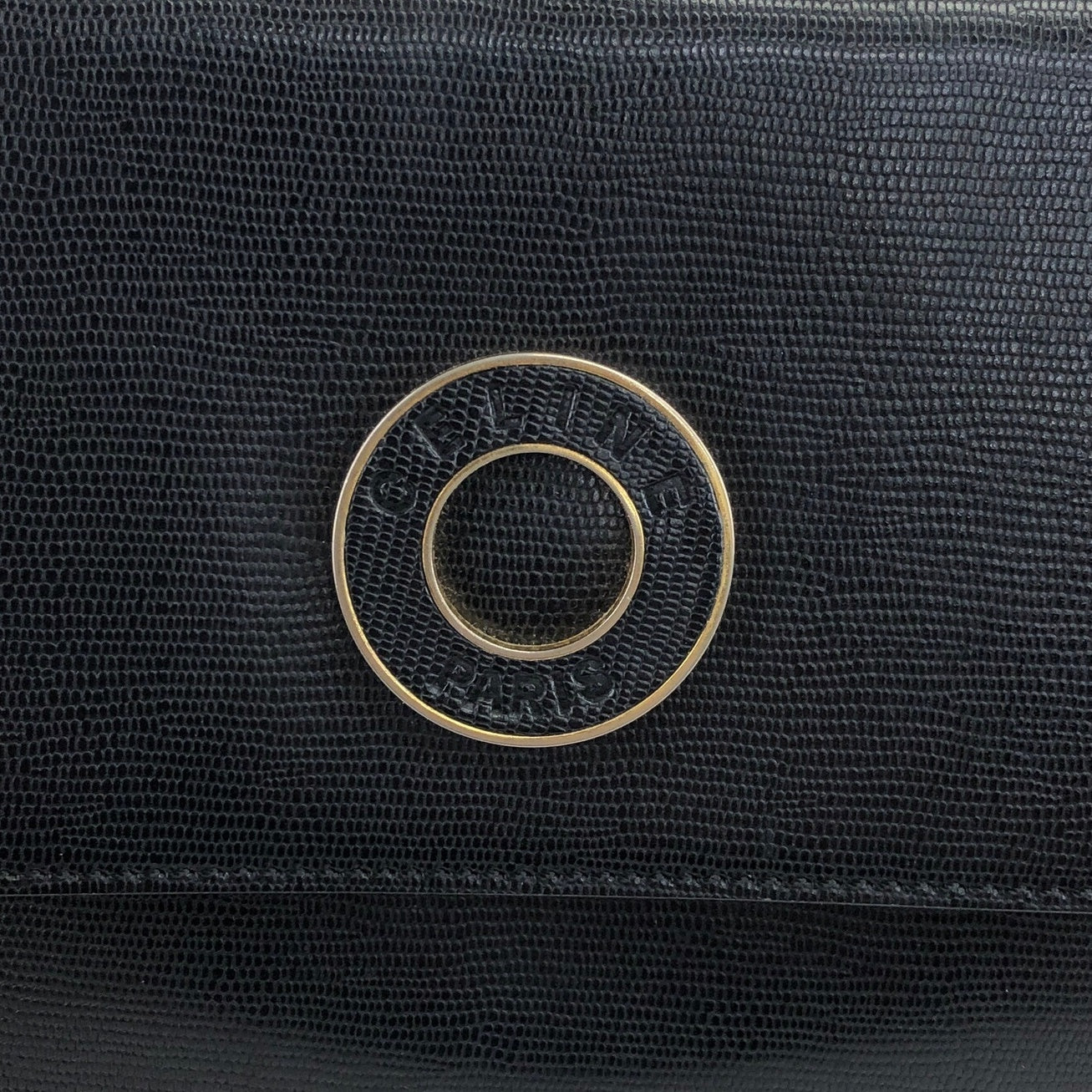 CELINE Circle Logo Shoulder bag Black Vintage ucvasz