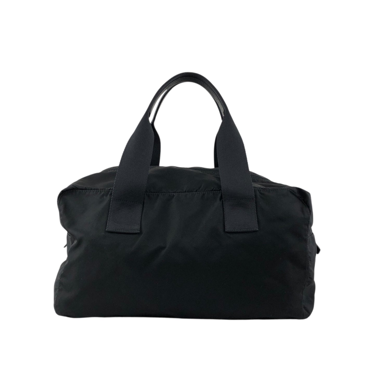 PRADA Tessuto Triangle Logo Handbag Boston bag Black Vintage ycwtum