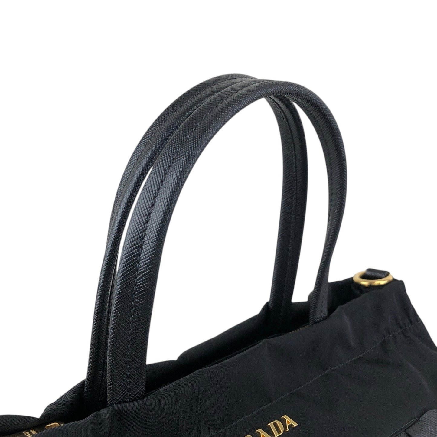PRADA Logo Two-way Small Boston bag Shoulder bag Black Vintage 453265