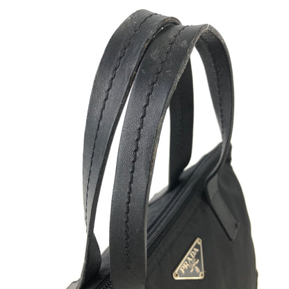 PRADA Triangle Logo Nylon Handbag Black Vintage hdamrs