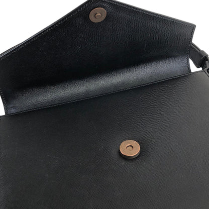 Yves Saint Laurent YSL Logo Leather Two-way Handbag Shoulder bag Black Vintage ffwsya