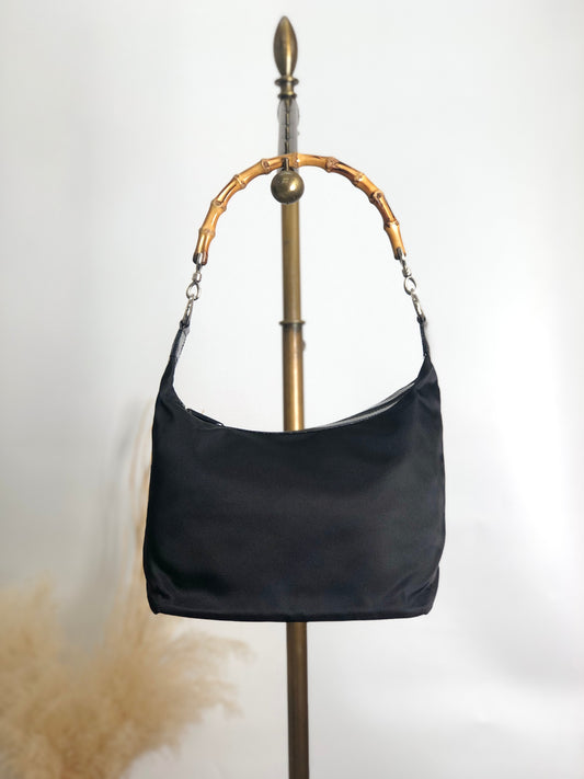 GUCCI Bamboo Shoulder bag Black Vintage vubsbu
