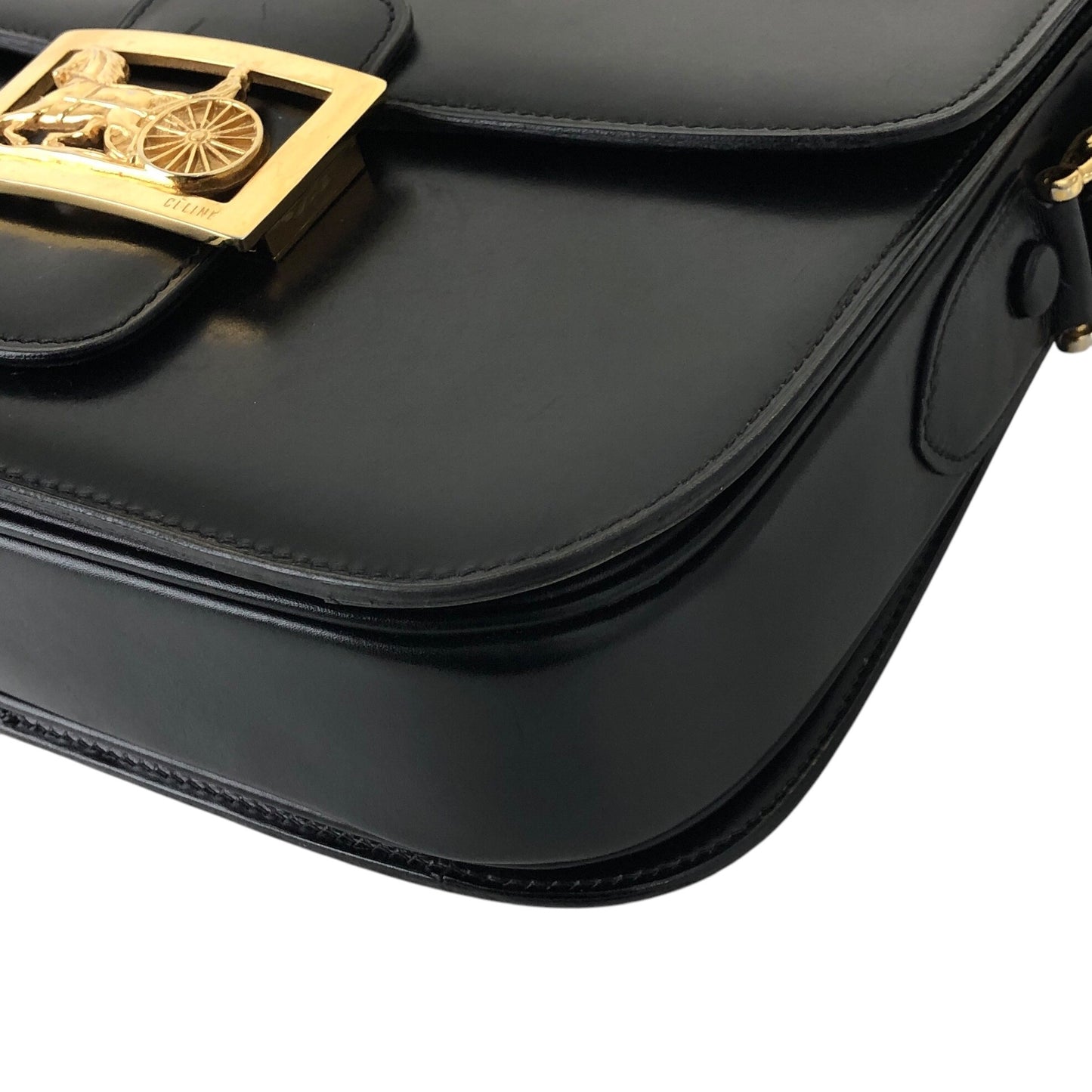 CELINE Horse Carriage Shoulder bag Black Vintage rx5dkd