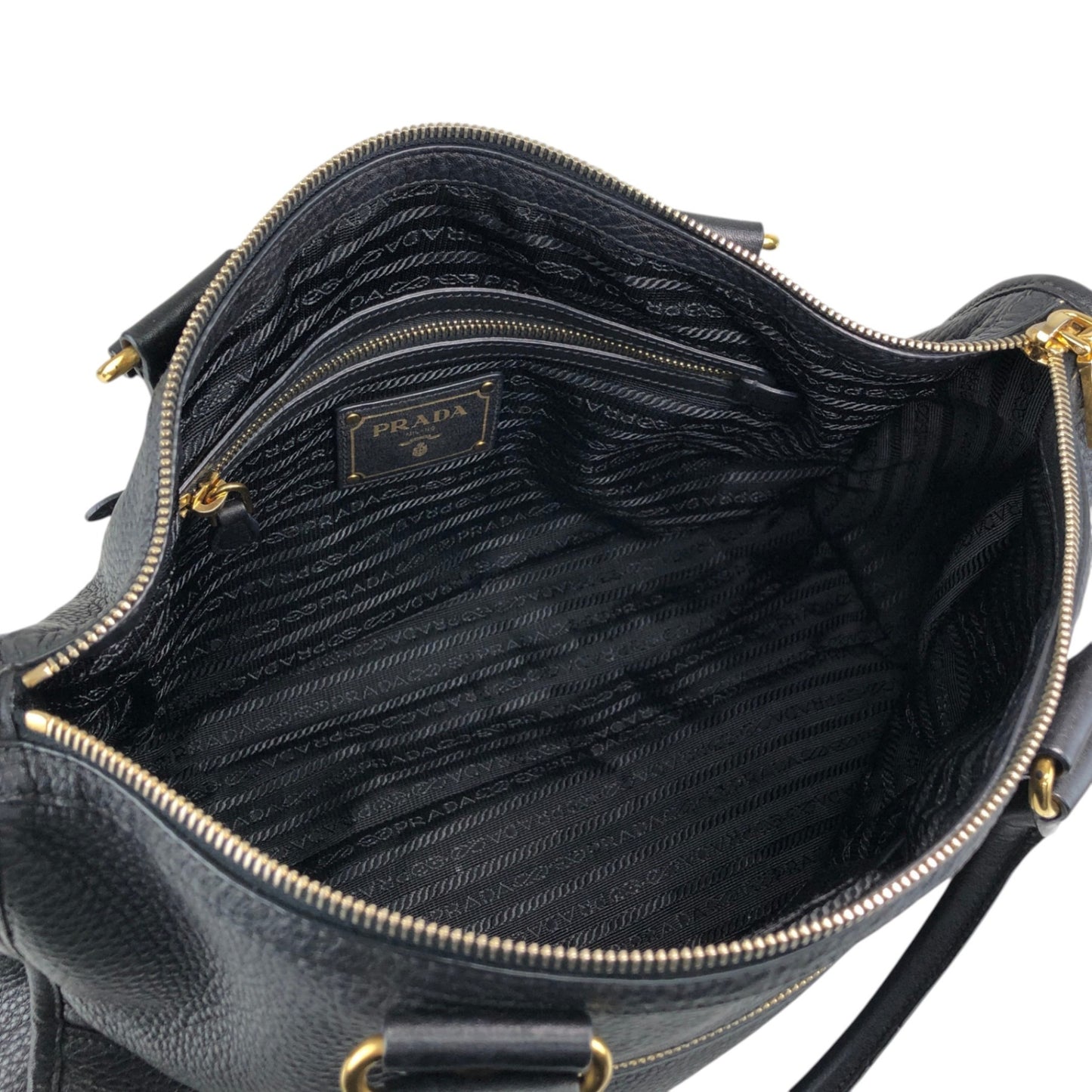 PRADA Logo Two-way Small Boston bag Shoulder bag Black Vintage h5k5fy