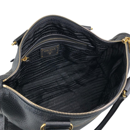 PRADA Logo Two-way Small Boston bag Shoulder bag Black Vintage h5k5fy