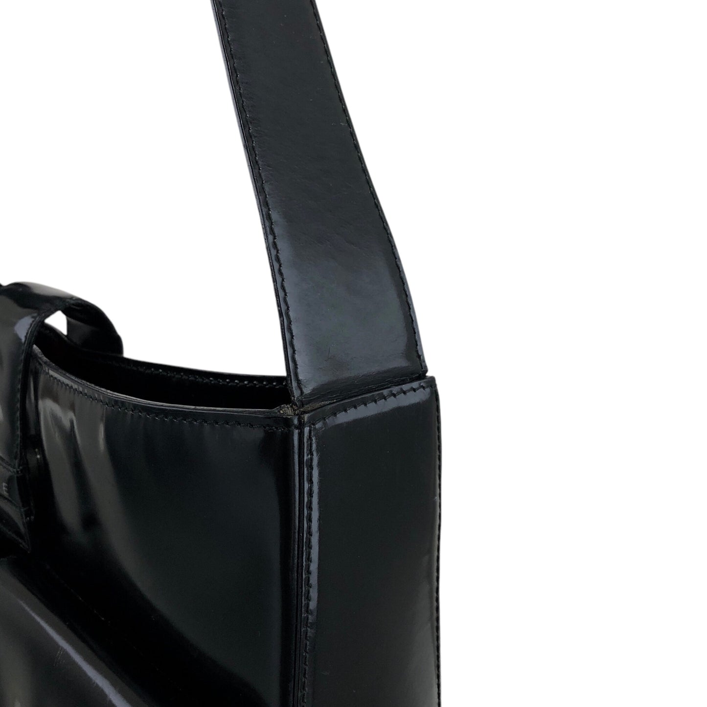 CELINE Logo Shoulder bag Black Vintage tabt7f
