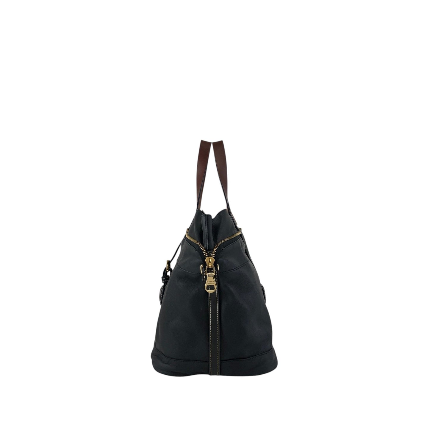 LOEWE Logo Front Buckle Two-way Handbag Shoulder bag Black Vintage pszdm6
