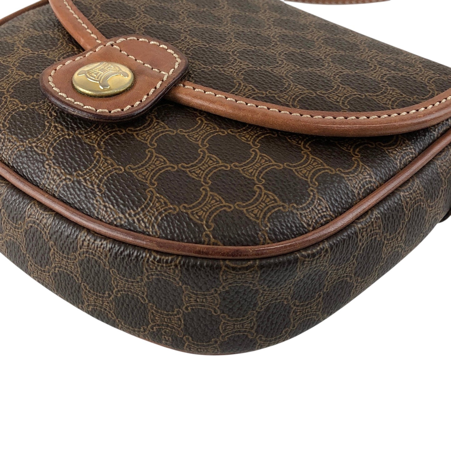 CELINE Macadam Triomphe Shoulder bag Brown Vintage hddfhp