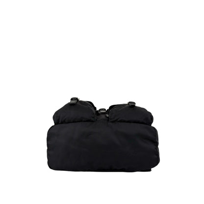 PRADA Tessuto Triangle Logo Double Pocket Backpack Black Vintage 8fef48