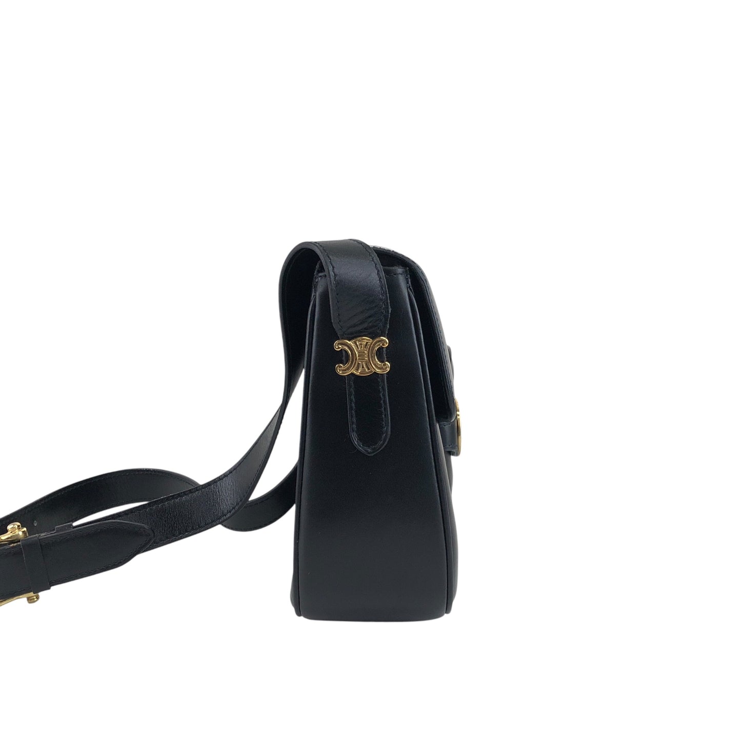 CELINE Triomphe Shoulder bag Black Vintage n24pjw