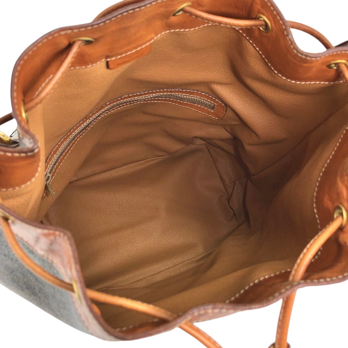 CELINE Macadam Blason Drawstring Shoulder bag Brown Vintage p8wjvh