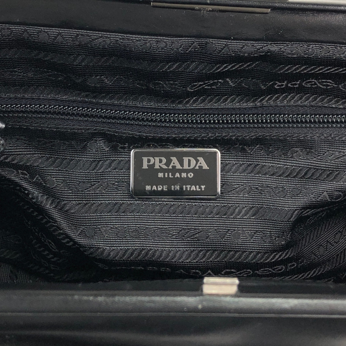 PRADA Metal Clasp Handbag Black Vintage 6am4p2