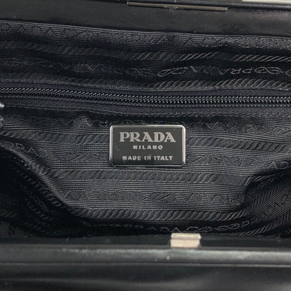 PRADA Metal Clasp Handbag Black Vintage 6am4p2