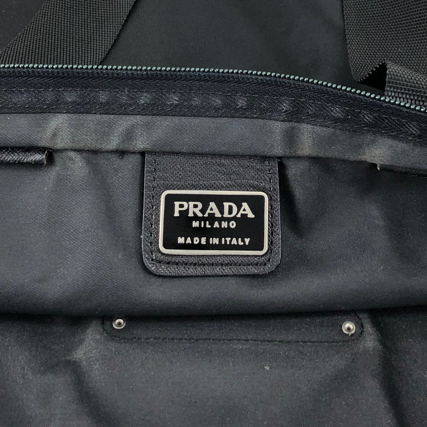 PRADA Tessuto Triangle Logo Handbag Totebag Black Vintage 6e4zku