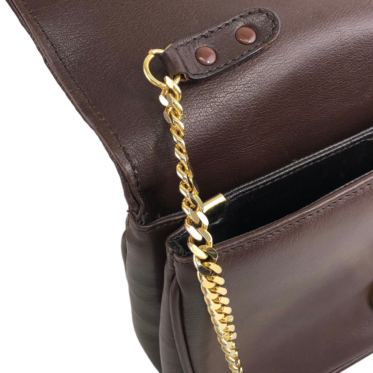 CELINE Blason Chain Shoulder bag Brown Vintage dxrr4m