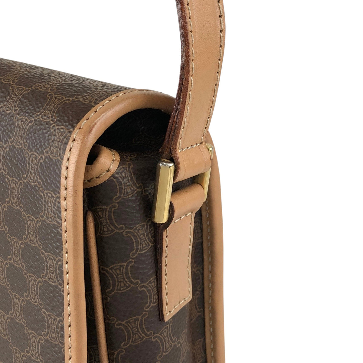 CELINE Macadam Circle Logo Shoulder bag Brown Vintage 4ks7pb