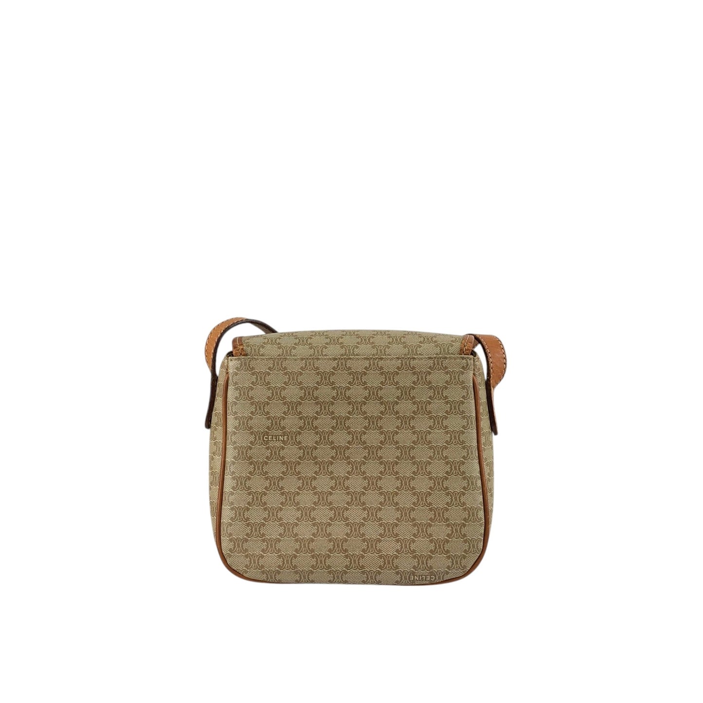 CELINE Macadam Horseshoe Small Shoulder bag Beige Vintage myw6bv