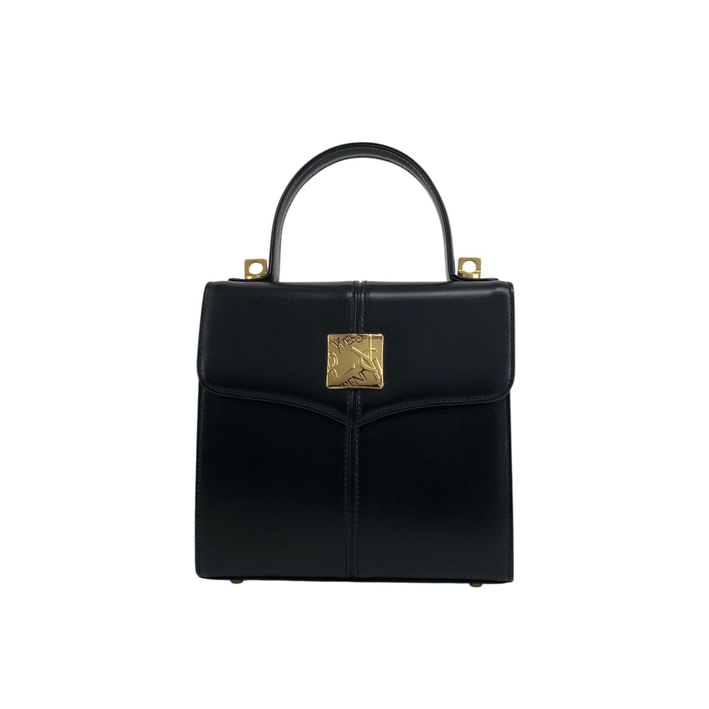 Yves Saint Laurent Logo Two-way Handbag Shoulder bag Black Vintage ktpth7