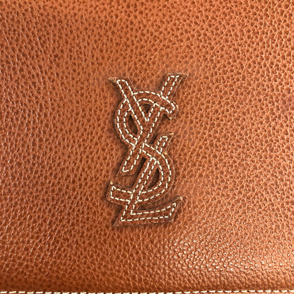 Yves Saint Laurent YSL Logo Flap Shoulder bag Brown Vintage 47s5y8