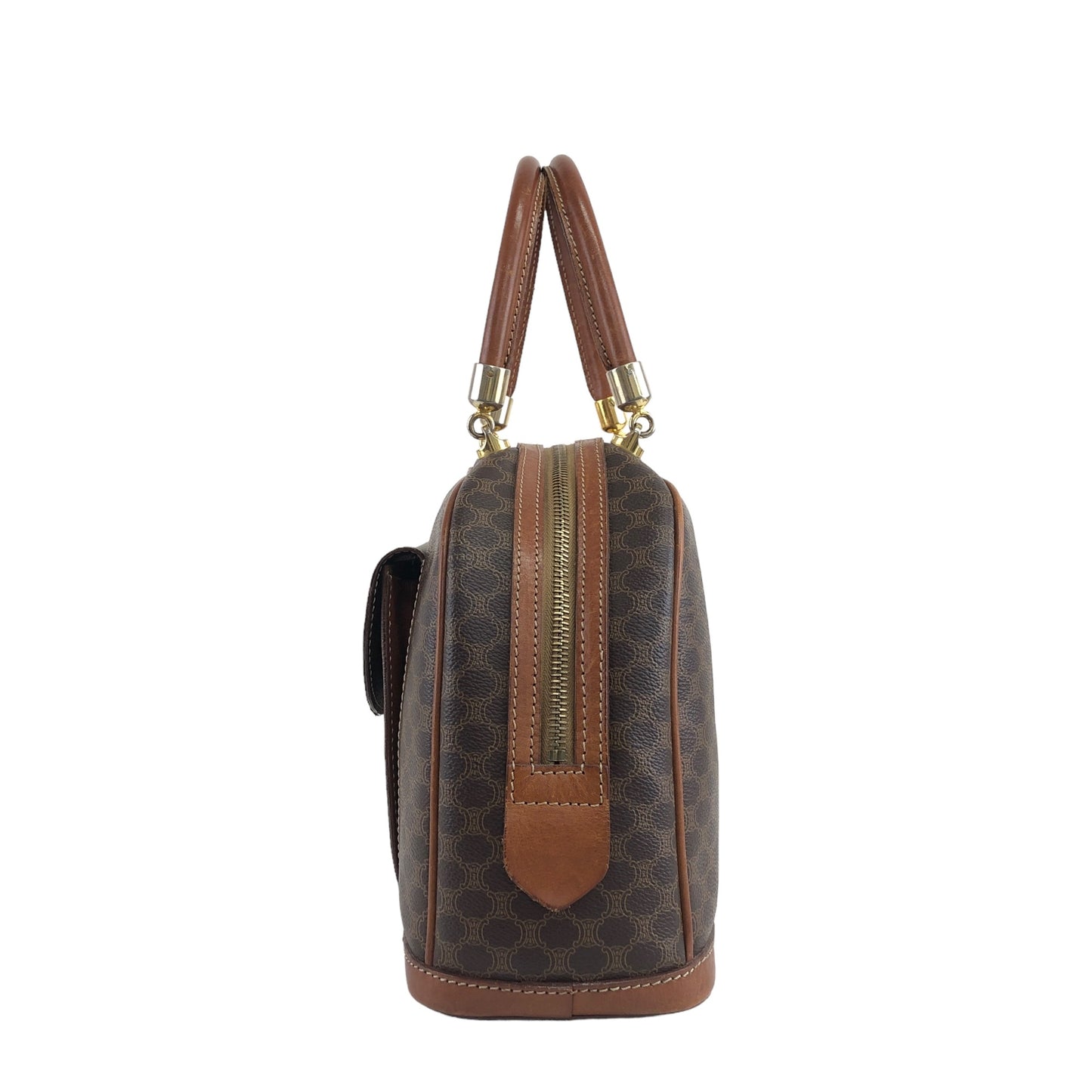 CELINE Macadam Blason Handbag Brown Vintage kzdyh4