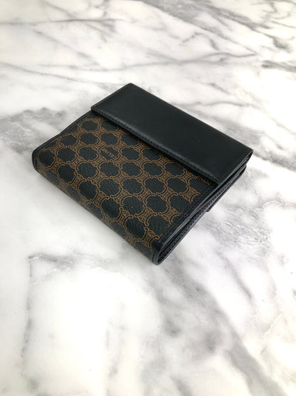 CELINE Macadam Blason Folded Wallet Black Vintage xtw4xv