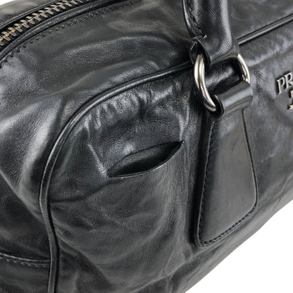 PRADA Logo Handbag Boston bag Black Vintage 2ces57