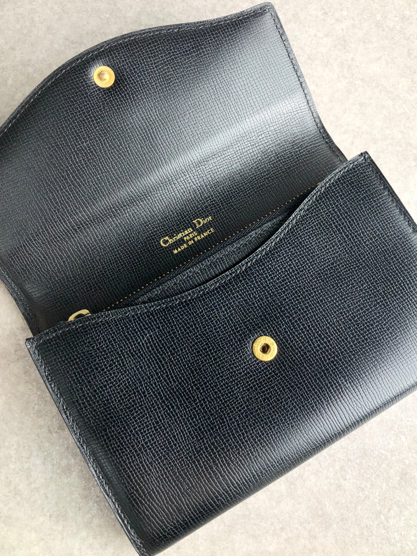 Christian Dior Logo Coin Purse Wallet Black Vintage szkyzx