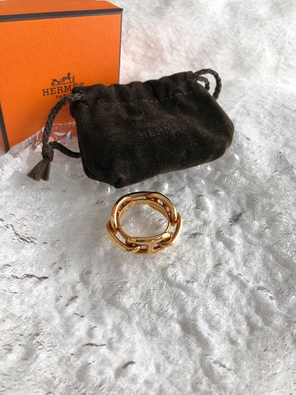 HERMES Chaine d'ancre Scarf Ring Gold Vintage ydyawz