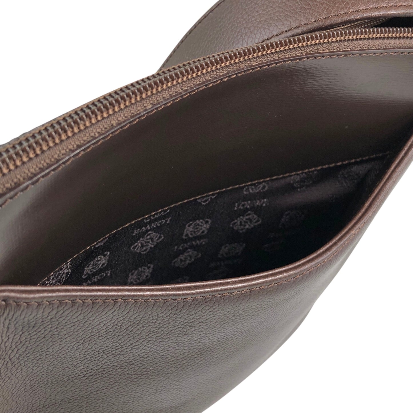 LOEWE Logo Embossed Shoulder bag Brown Vintage kv866j