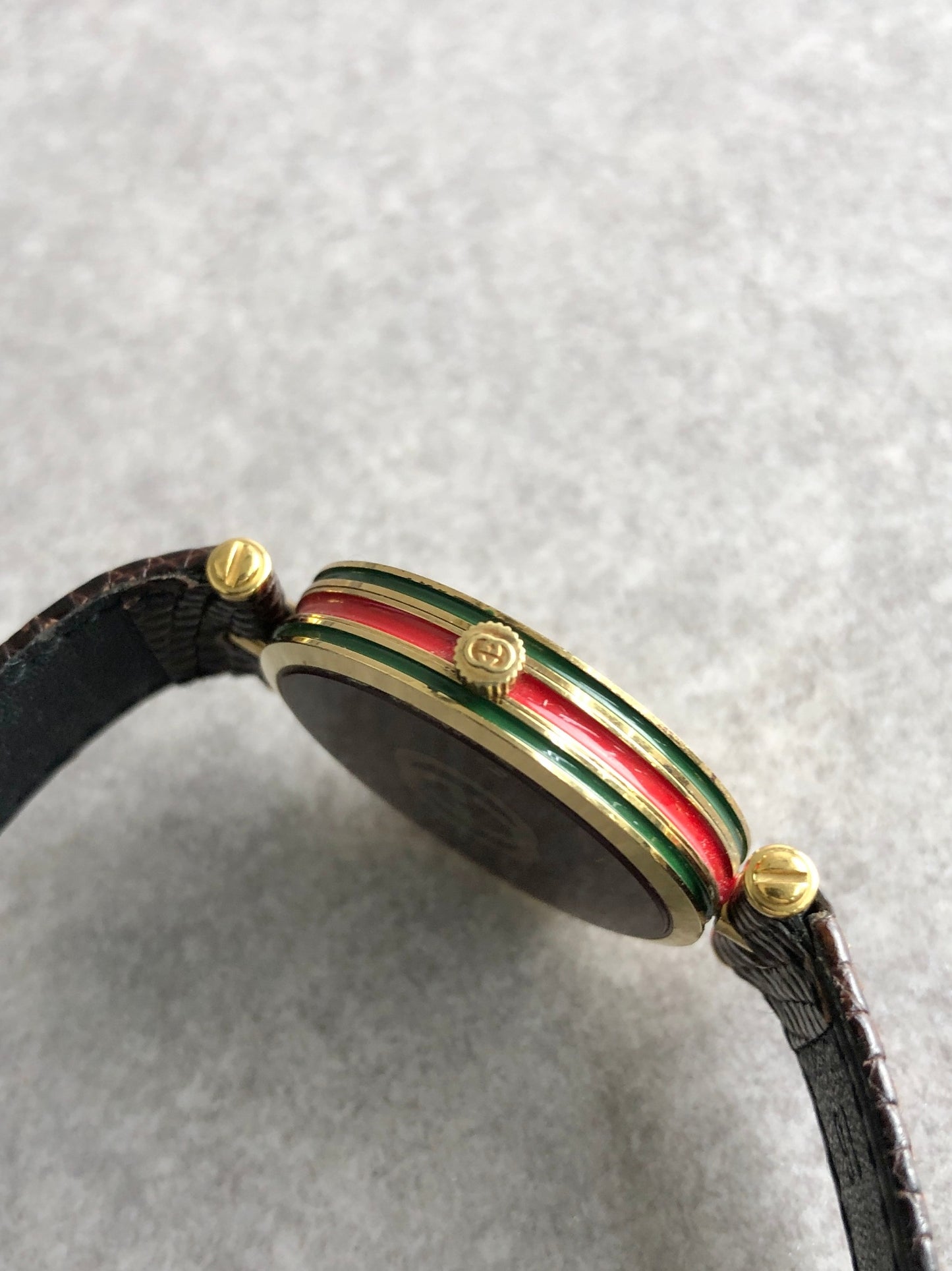 GUCCI Sherry Line Watch Gold×Brown Vintage bunxe7