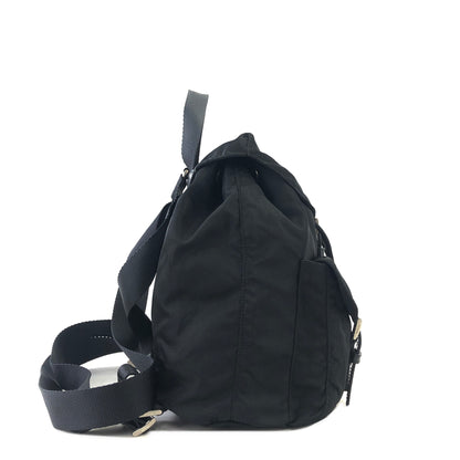 PRADA Triangle Logo Double Pocket Nylon Leather Backpack Black Vintage mkjw48