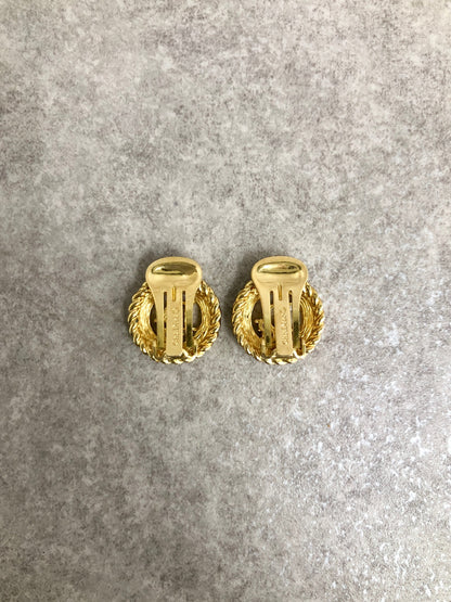 Christian Dior CD Logo Earrings Gold Vintage xxhu63