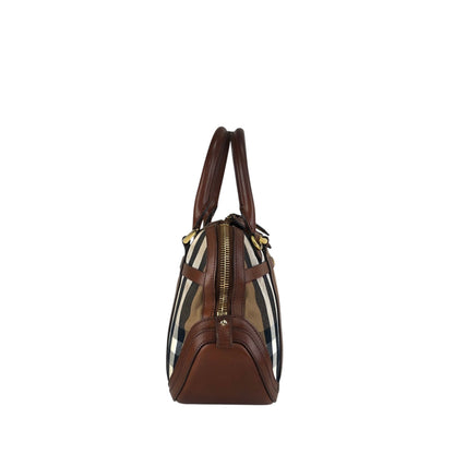 BURBERRY Check Two-way Handbag Shoulder bag Brown Vintage xuyjae