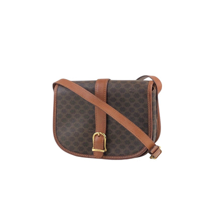 CELINE Macadam Front Buckle Shoulder bag Brown Vintage c7tgex