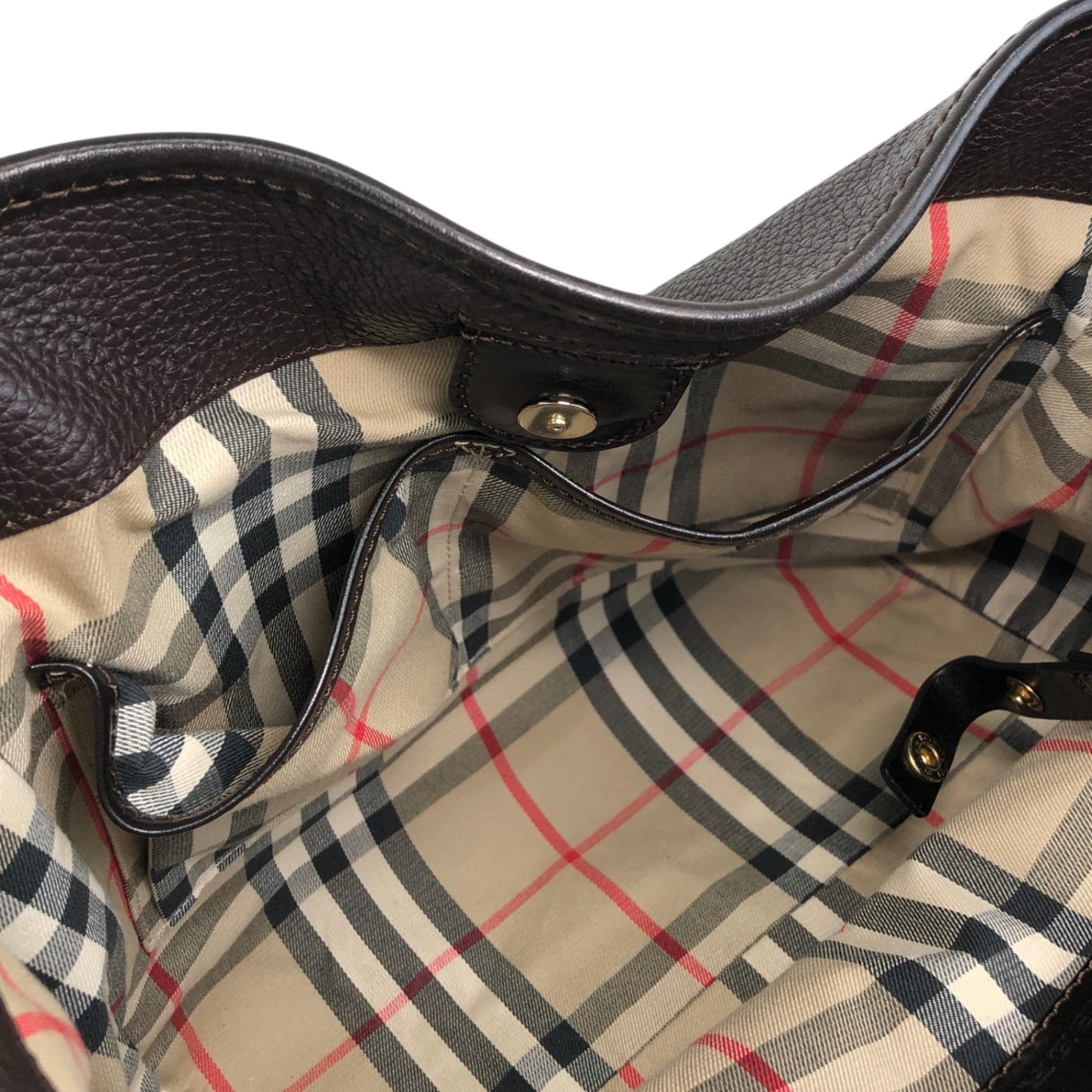 BURBERRY Logo Shoulder bag Hobobag Dark Brown Vintage czmhjj