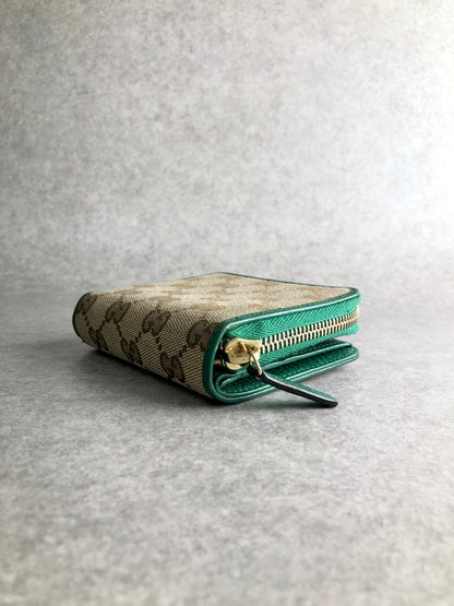 GUCCI GG Pattern Folded Wallet Beige×Green Vintage umn2nb