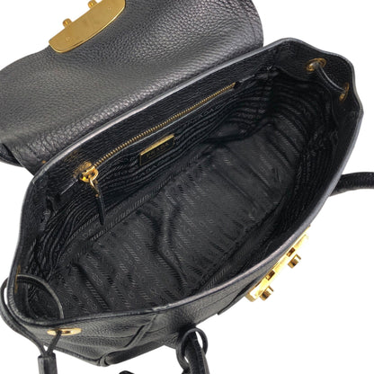 PRADA Logo Lock Handbag Black Vintage 7dwdcx