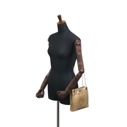 PRADA Triangle Logo Chain Shoulder bag Beige Vintage 6b4rwd
