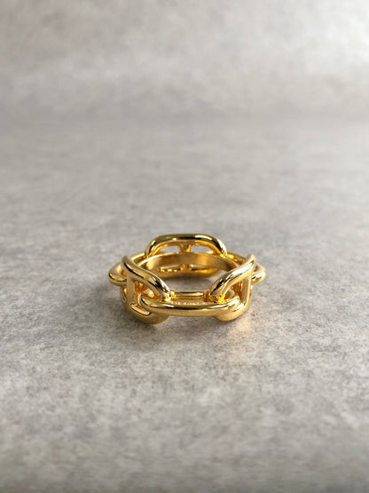 HERMES Chaine d'ancre Scarf Ring Gold Vintage yf4p2h