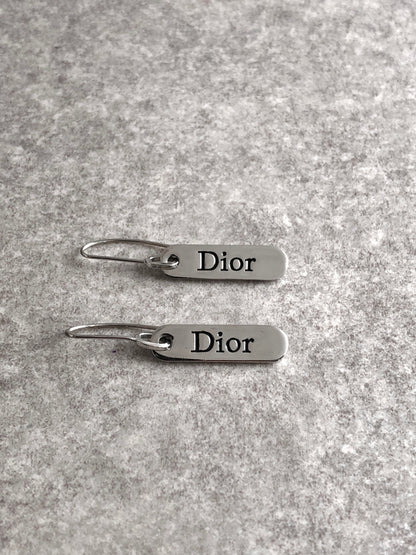 Christian Dior Logo Pierced Silver Vintage df243r
