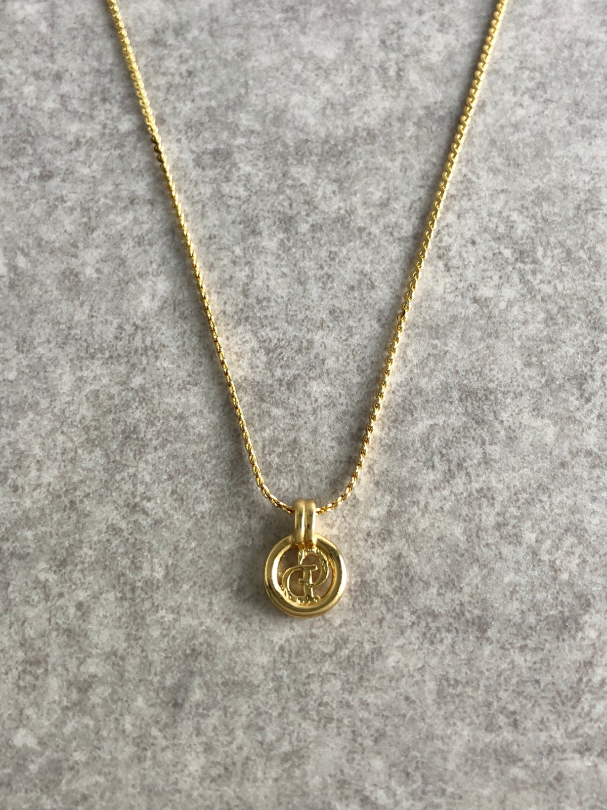 Christian Dior CD Logo Necklace Gold Vintage vppx7b